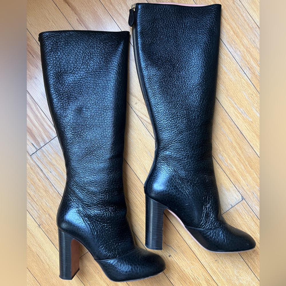 Rochas Pebble Leather Knee High Boots